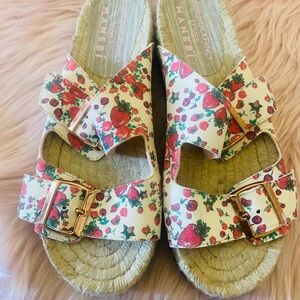 {EUC} LOVESHACKFANCY X Manebi Nordic Sandals in Cherry Berry 38/8